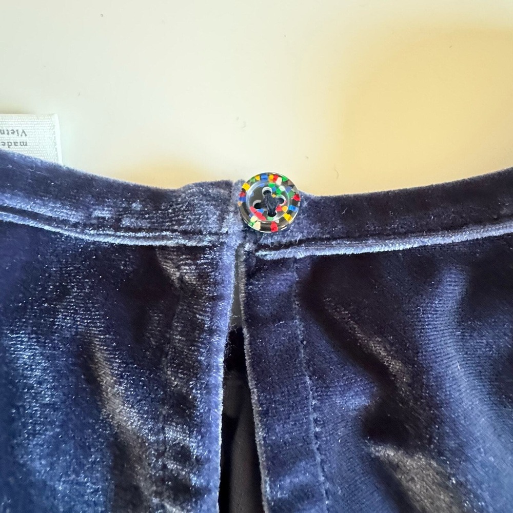 Crewcuts Velvet Tiered Party Dress Kids Size S Long Sleeve Ruffle Slate Blue - Picture 6 of 12